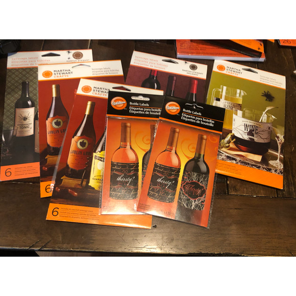 NWT MARTHA STEWART Holidays Halloween Party Wine Bottle Adhesive Decor 48 Labels - Picture 5 of 10